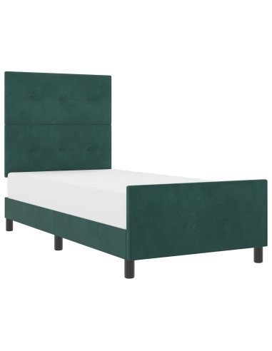 Letto a molle con testiera Verde Scuro 80 x 200 cm Velluto