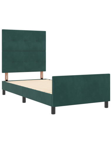 Letto a molle con testiera Verde Scuro 80 x 200 cm Velluto