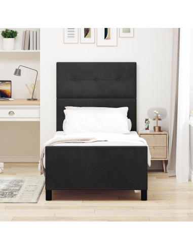 Letto a molle con testiera Nero 80 x 200 cm Velluto