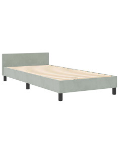 Letto a molle con testiera Grigio chiaro 80 x 200 cm Velluto 2