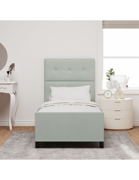 Letto a molle con testiera Grigio chiaro 80 x 200 cm Velluto