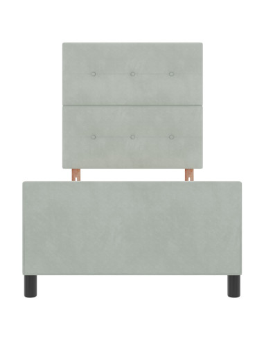 Letto a molle con testiera Grigio chiaro 80 x 200 cm Velluto