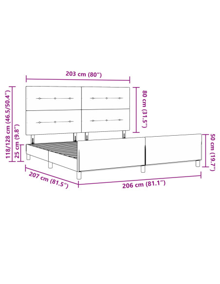 Struttura del letto con testiera Blu 200 x 200 cm Tessuto