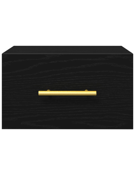Comò da Letto Montato a Muro Rovere Nero 35x35x20 cm