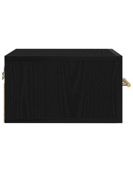 Comò da Letto Montato a Muro Rovere Nero 35x35x20 cm