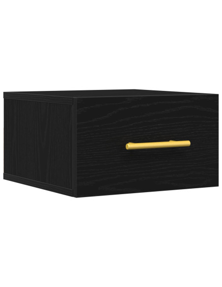 Comò da Letto Montato a Muro Rovere Nero 35x35x20 cm