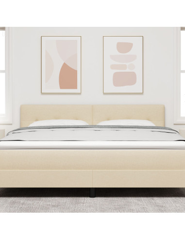 Testiera con testiera Crema 180 cm Pelle Sintetica