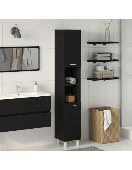Mobile da bagno  Nero Rovere 30x30x179 cm in legno ingegnerizzato