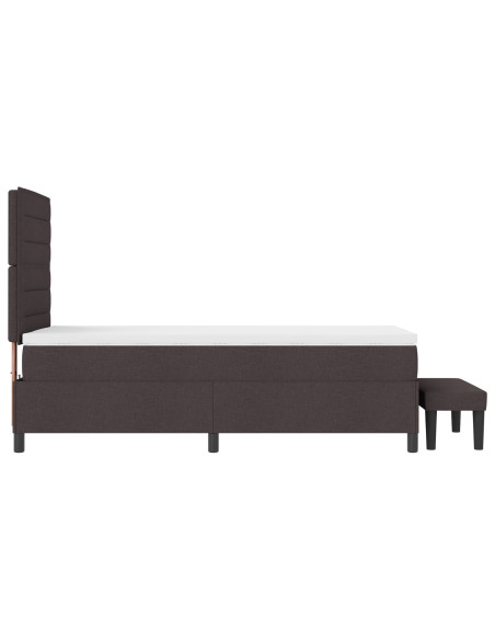 Letto a molle  con materasso e panca marrone scuro 100x200 cm Tessuto