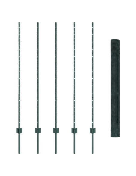 Recinzione in Filo Saldato  con 5 Post U Verde 1.4x10 m Acciaio