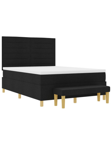 Letto a molle con materasso Nero 140 x 200 cm Tessuto
