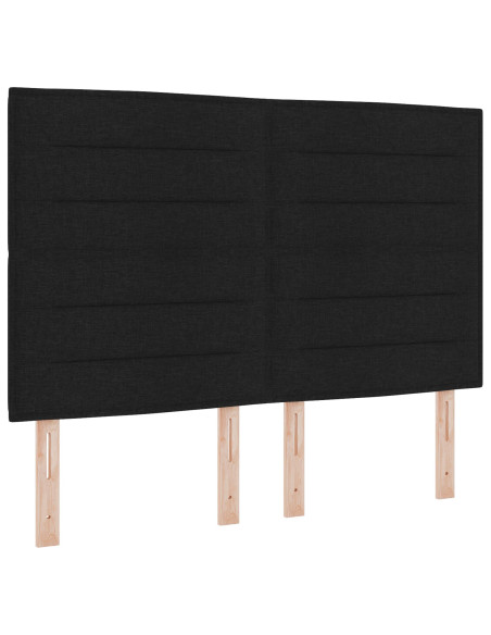 Letto con Box Spring con Materasso e Panchina Nero 140x200 cm Tessuto