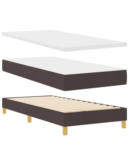 Letto con Rete e Materasso Marrone Scuro 100x200 cm Tessuto