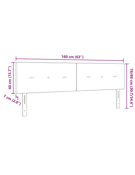 Testiera LED con Bottoni Imbottiti Grigia Scura 80 cm Tessuto