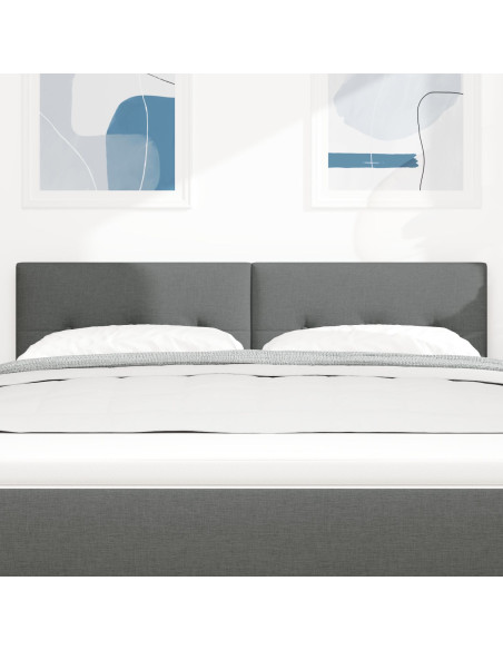 Testiera LED con Bottoni Imbottiti Grigia Scura 80 cm Tessuto
