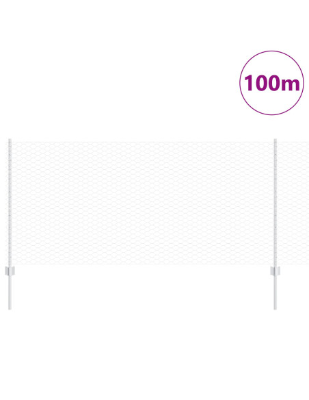 Posti per recinzione  22 pz U-Channel 100 cm Acciaio Zincato, Recinzione esagonale  1x100 m Acciaio Zincato