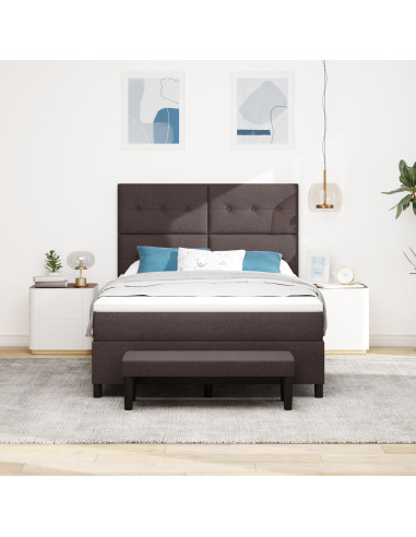 Letto a molle con materasso Marrone Scuro 160 x 200 cm Tessuto