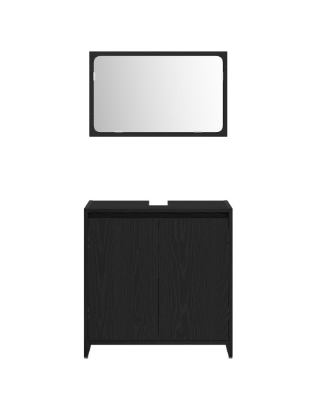 Mobile da Bagno  con Specchio in Rovere Nero 60x33x61 cm in Legno Ingegnerizzato