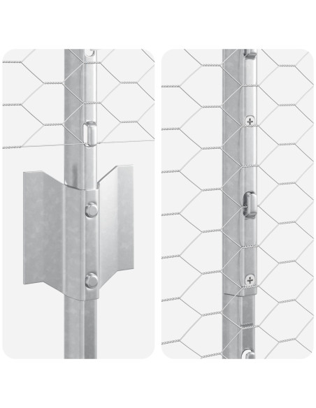 Pali Recinzione  22 pz U-Channel 100 cm Acciaio Zincato, Recinzione Esagonale  1x100 m Acciaio Zincato