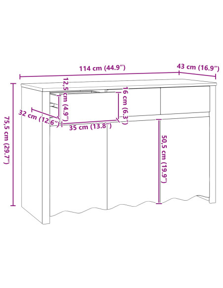 Credenza ""DRAMMEN"" 114x43x75,5 cm Legno massello di pino