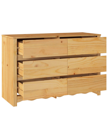 Comò ""DRAMMEN"" 111x43x73,5 cm Legno Massello di Pino