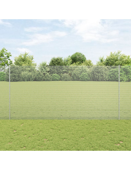 Recinzione in Rete Saldato  con 22 Post U Argento 1.6x25 m Acciaio