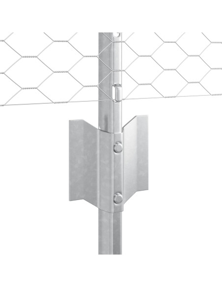 Pali di Recinzione  11 pcs U-Channel 60 cm Acciaio Galvanizzato, Recinzione esagonale  0.6x100 m Acciaio Galvanizzato
