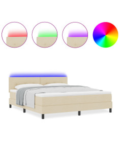 Letto a molle con materasso con led Crema 180 x 200 cm Tessuto