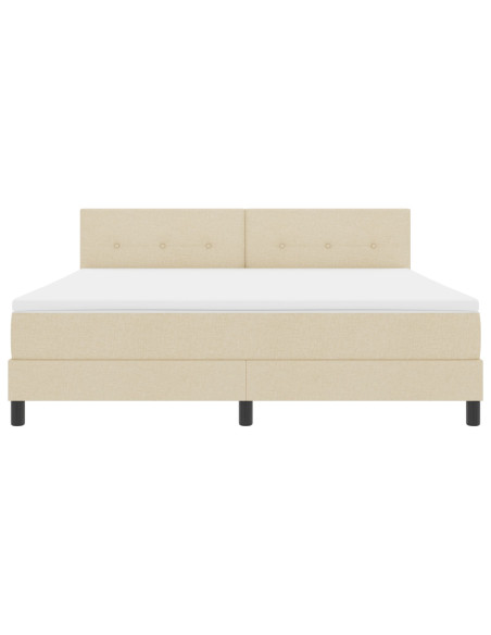 Letto con Box Spring e Materasso & LED Crema 180x200 cm Tessuto