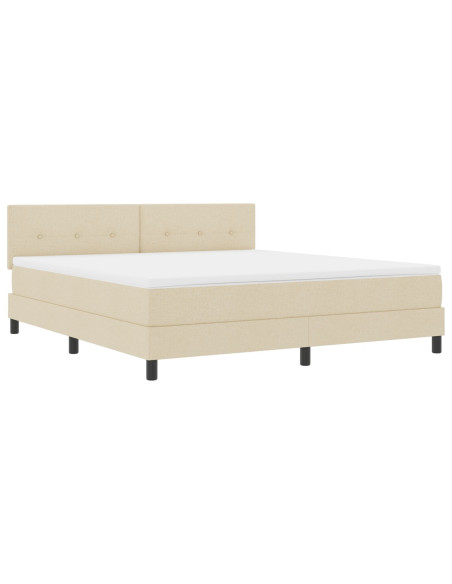Letto con Box Spring e Materasso & LED Crema 180x200 cm Tessuto