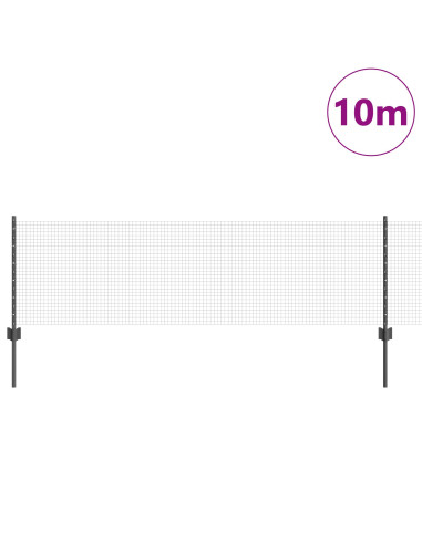 Recinzione con Posto Grigio 0,6 x 10 m Acciaio e PVC