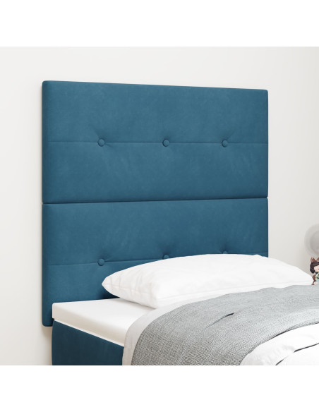 Testiera  Button Tufted Blu Scuro 100 cm in Velluto