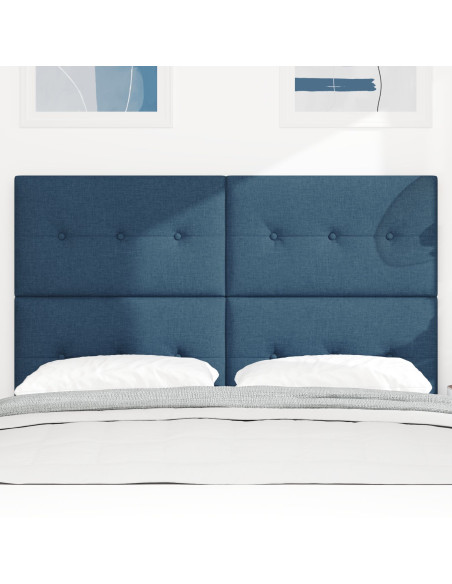 Testiera  Con Bottoni Capitonnè Blu 140 cm In Tessuto