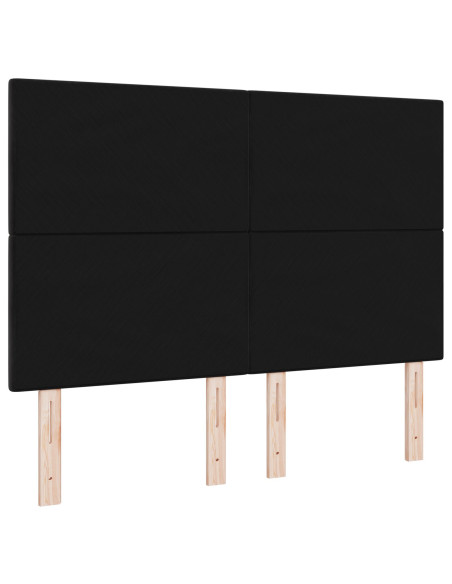 Testiera  Imbottita con Bottoni Nera 140 cm in Velluto