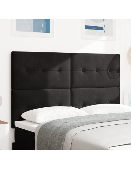 Testiera  Imbottita con Bottoni Nera 140 cm in Velluto