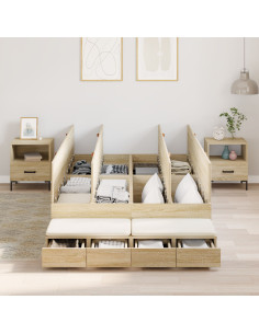 Struttura letto con contenitore Rovere Sonoma 120 cm