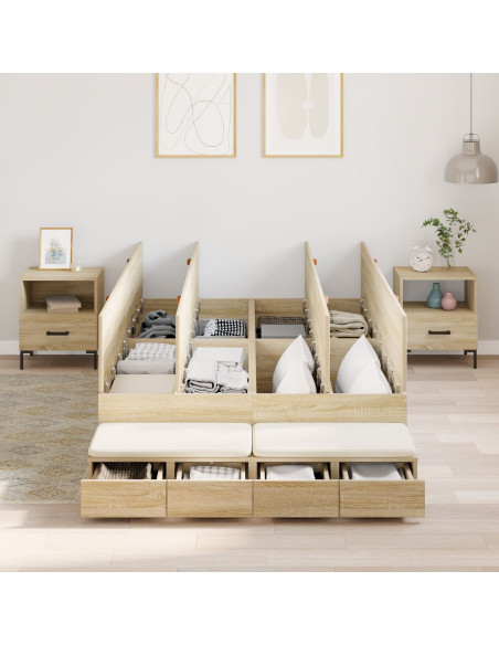 Struttura letto con contenitore Rovere Sonoma 120 cm
