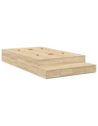 Struttura letto con contenitore Rovere Sonoma 120 cm