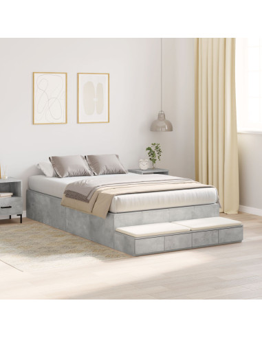 Struttura letto con contenitore Grigio cemento 120 cm