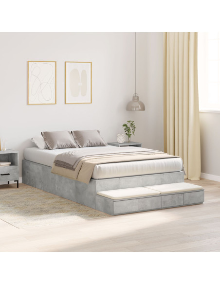 Struttura letto con contenitore Grigio cemento 120 cm