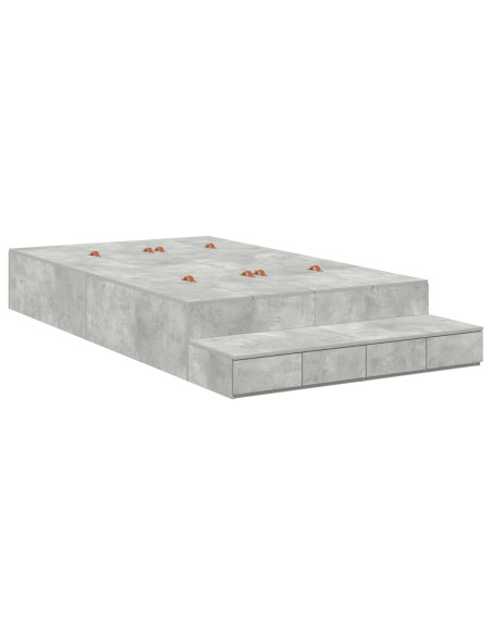Struttura letto con contenitore Grigio cemento 120 cm