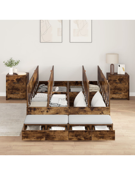 Struttura letto con contenitore con cassetto Rovere fumé 120 cm