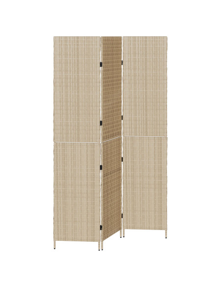 Divisorio per stanze  3 pannelli pieghevole beige 146x200 cm in poli rattan