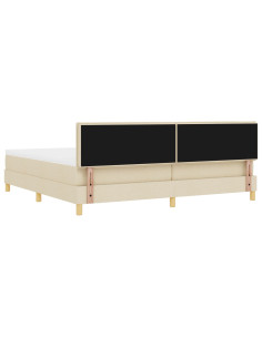 Letto a molle con materasso Crema 200 x 200 cm Tessuto 2