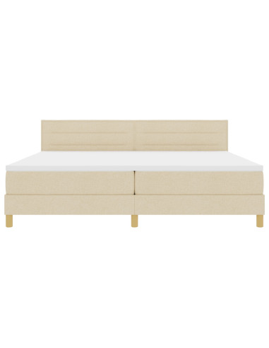 Letto a molle con materasso Crema 200 x 200 cm Tessuto