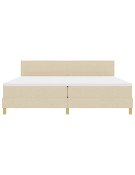 Letto a molle con materasso Crema 200 x 200 cm Tessuto