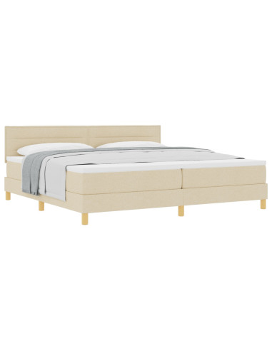 Letto a molle con materasso Crema 200 x 200 cm Tessuto