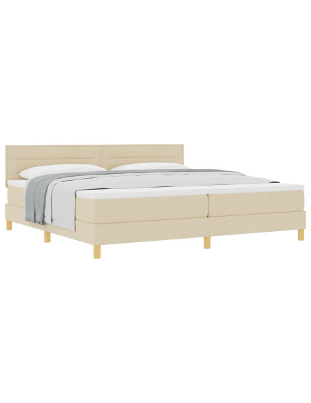 Letto a molle con materasso Crema 200 x 200 cm Tessuto