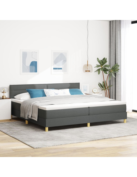 Letto a Mola con Materasso Grigio Scuro 200x200 cm Tessuto