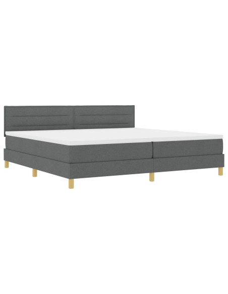 Letto a Mola con Materasso Grigio Scuro 200x200 cm Tessuto